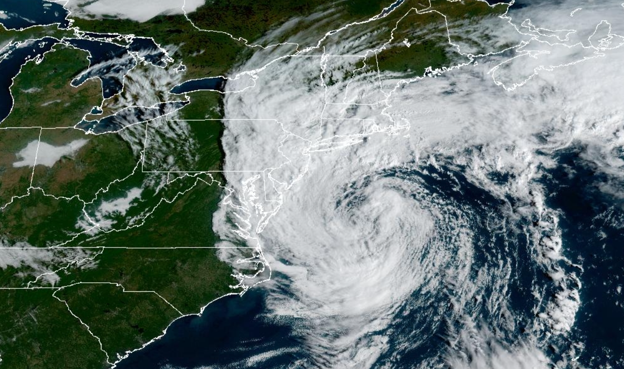 Satellite view of the Nor'easter Saturday morning.