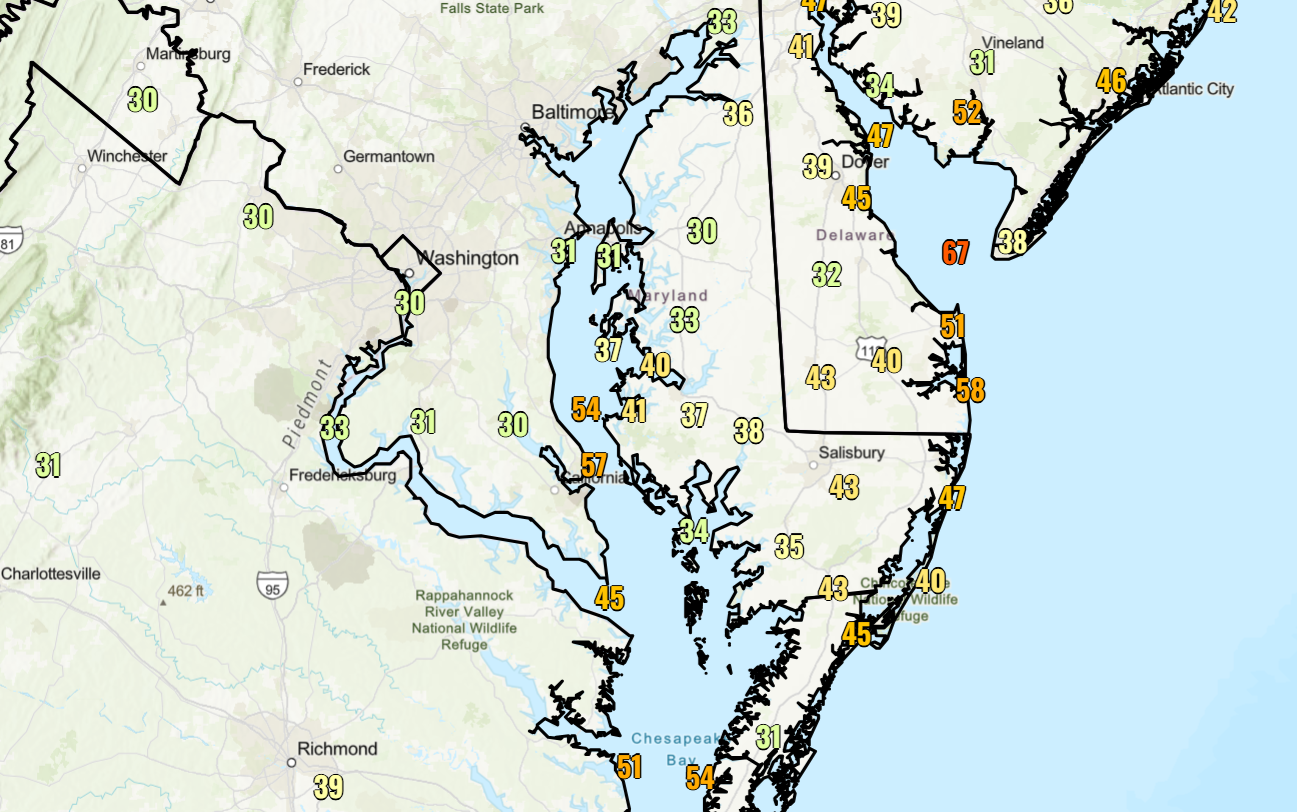 Peak wind gusts through late Saturday morning.