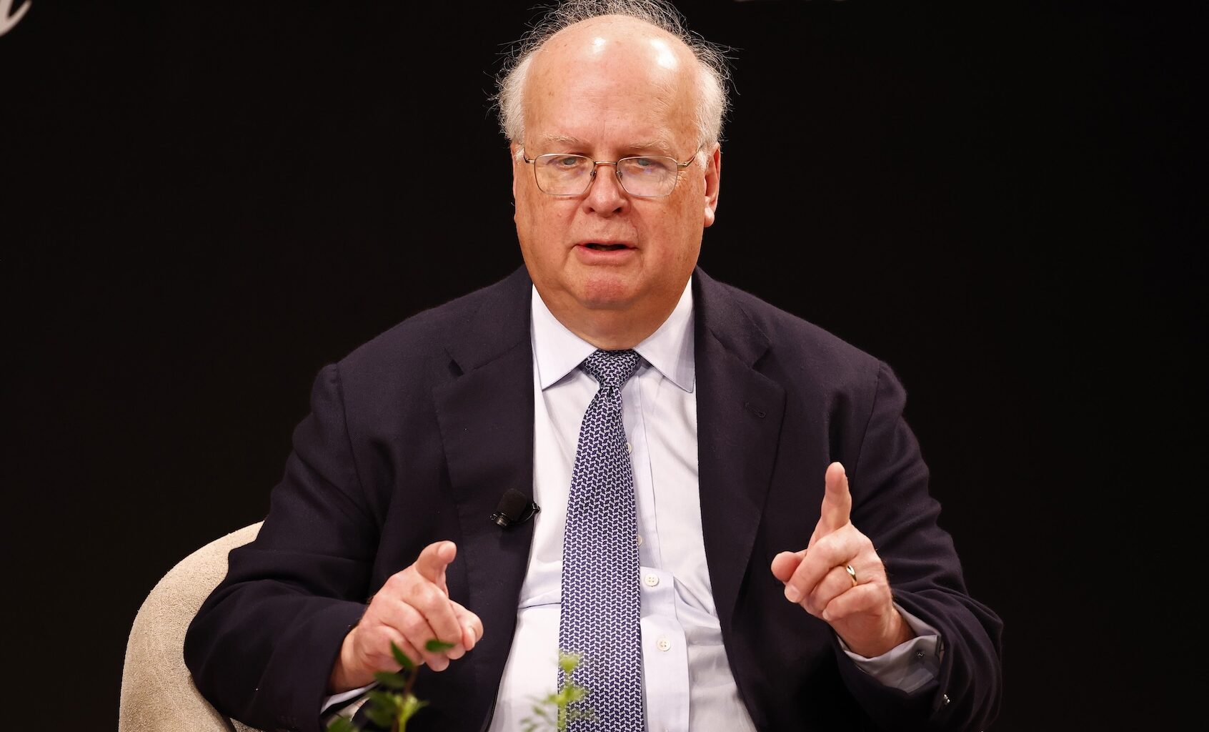 Karl Rove speaks on stage during the "Election 2024" panel for The Atlantic Festival 2024 on September 20, 2024 in Washington, DC. (Photo by Paul Morigi/Getty Images)