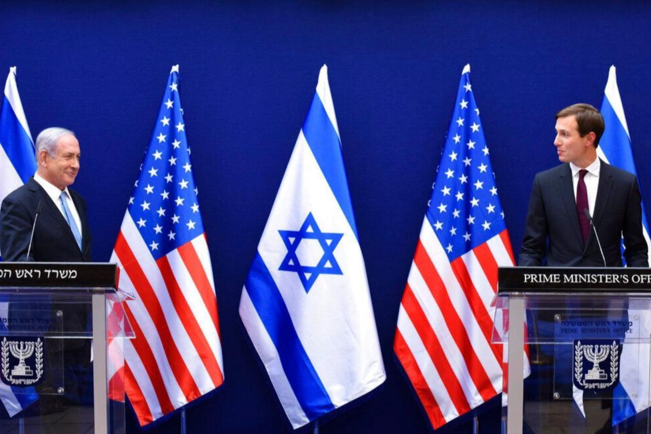 Israeli Prime Minister Benjamin Netanyahu (L) and US Presidential Adviser Jared Kushner make joint statements to the press after their meeting in Jerusalem, on August 30, 2020, about the Israel - United Arab Emirates agreement to normalise relations. POOL / AFP Photo)