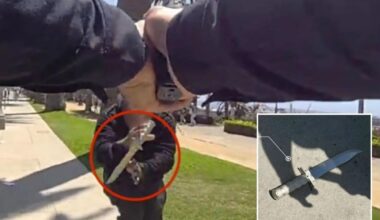Bodycam footage shows knife-wielding man charge at police in Santa Monica