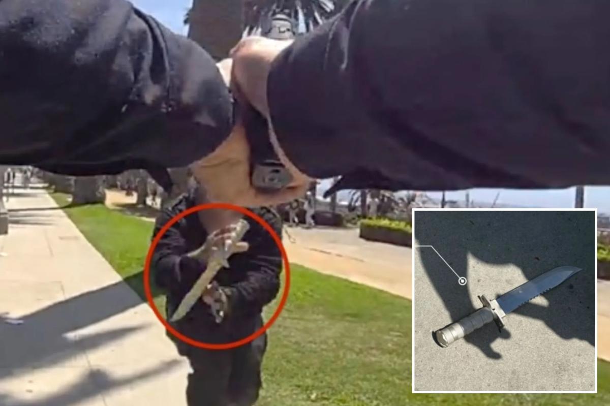 Bodycam footage shows knife-wielding man charge at police in Santa Monica