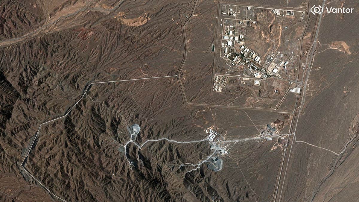 An overview of Iran’s Natanz nuclear complex and nearby Pickaxe Mountain, seen in satellite imagery