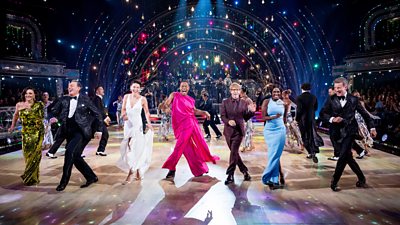 The Strictly Come Dancing 2026 hosts and judges join the professional dancers for a routine on the ballroom floor