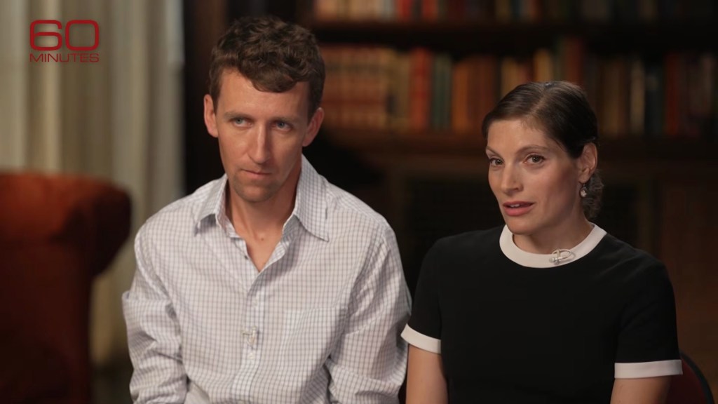 Patrick Clancy and his wife in a 60 Minutes interview.