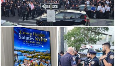 770’s Tishrei Tent Offers Respite to NYPD Officers on Parade Duty