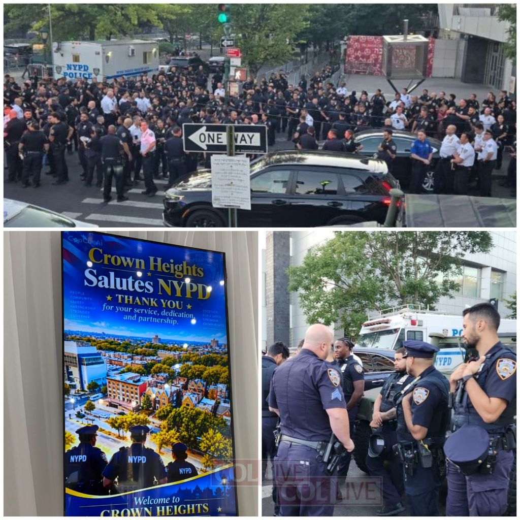770’s Tishrei Tent Offers Respite to NYPD Officers on Parade Duty
