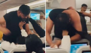 Plane passengers trade blows in fight in front of kids