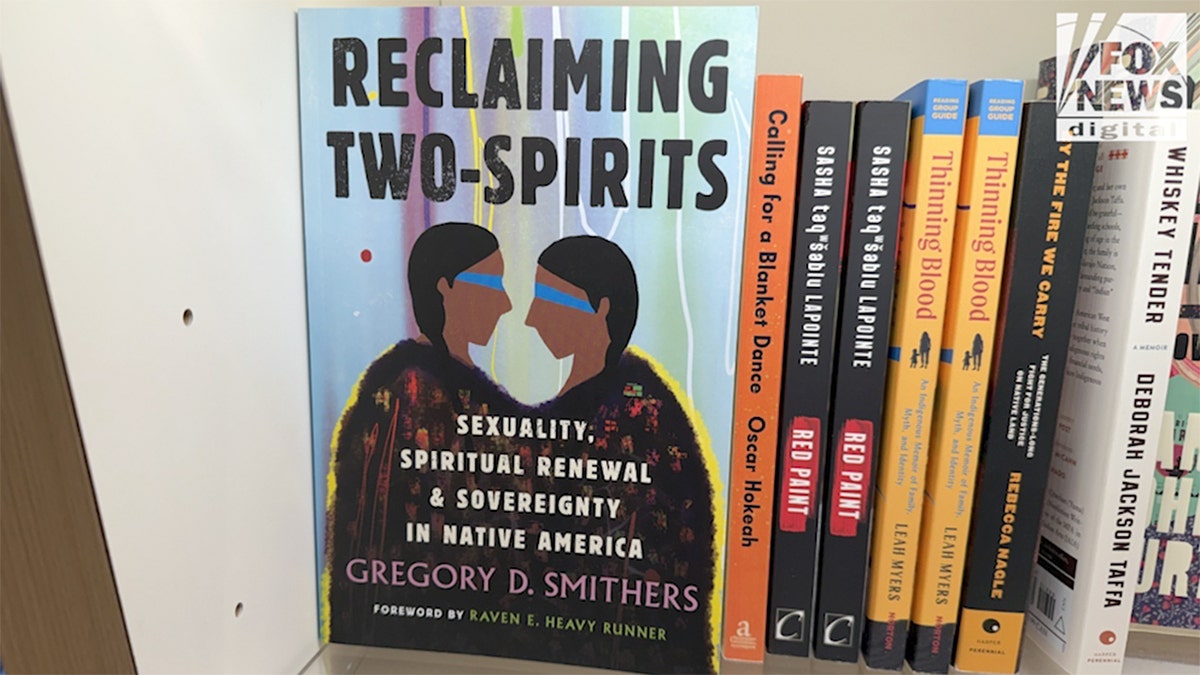 A bookshelf in the gift shop of the National Museum of the American Indian in New York City.