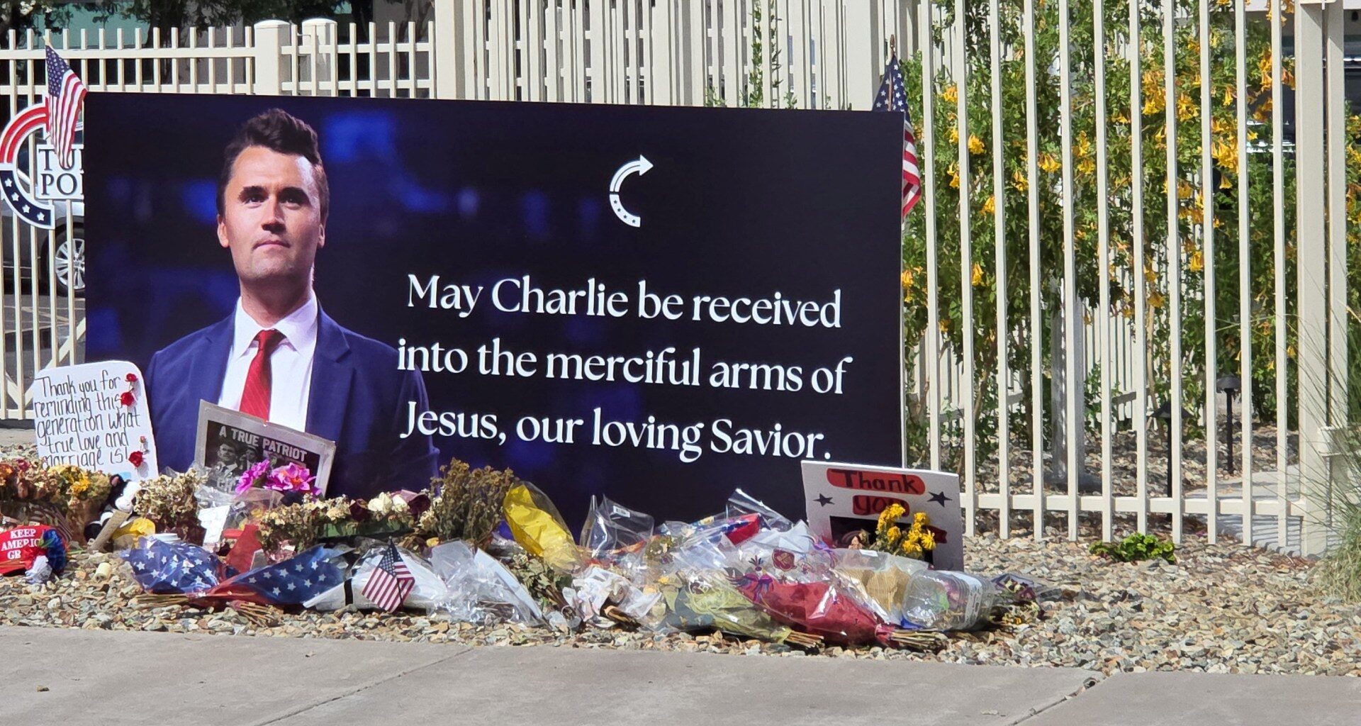 Charlie Kirk statue vandalised outside Turning Point USA headquarters | Politics News