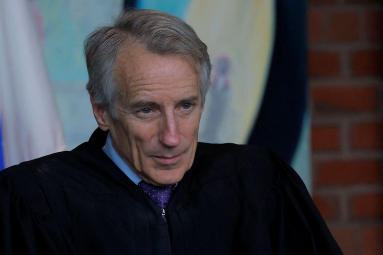 US District Court Judge F. Dennis Saylor IV attends the investiture ceremony for US District Judge Brian Murphy at the federal courthouse in Boston, Massachusetts, US, on September 17, 2025