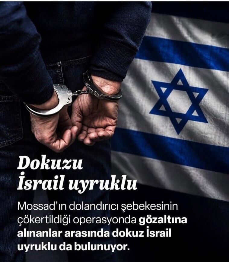 Headline in 'Yeni Sıfak',hich is close to Erdogan, about arrest of Israelis in connection with the giant fraud network: 'Mossad cell' הכותרת בעיתון יני שפאק המקורב לארדואן, על מעצר הישראלים בקשר לרשת הונאת הענק: "חוליה של המוסד"