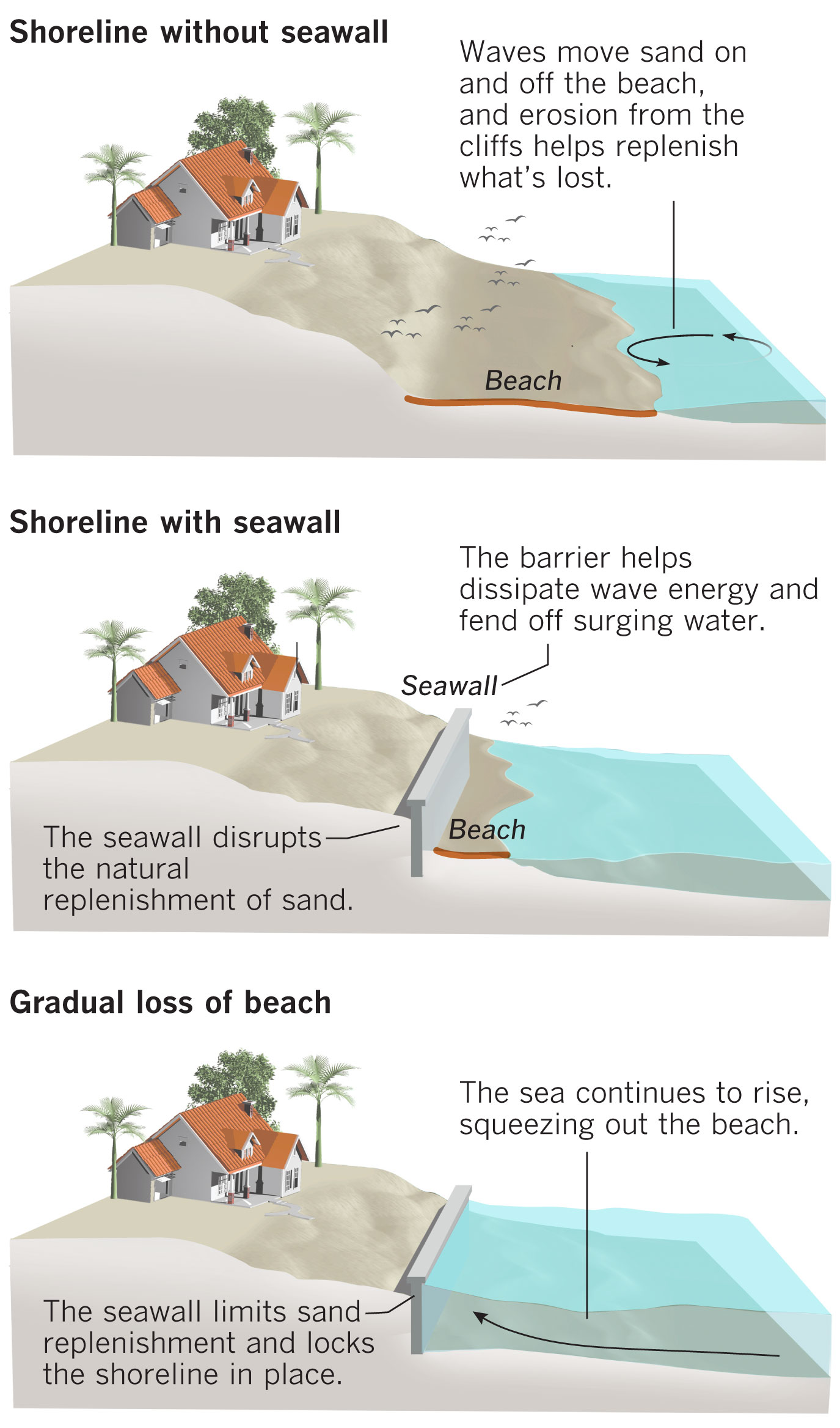 Sand graphic showing sea level rise