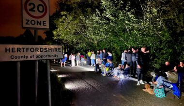 Hundreds of villagers turn up with camp chairs to stop unauthorised work