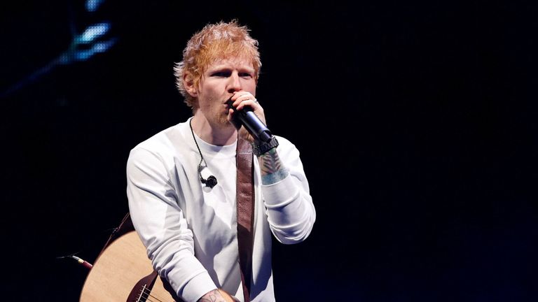 Ed Sheeran performing in New York City in 2025. Pic: Reuters
