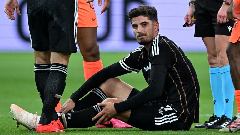 Arsenal's Kai Havertz picked up an injury in Amsterdam