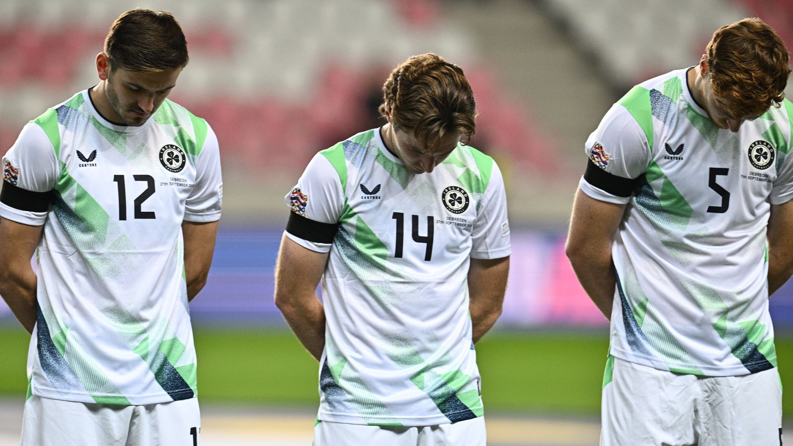 Republic of Ireland players appeared to bow their heads before facing Israel
