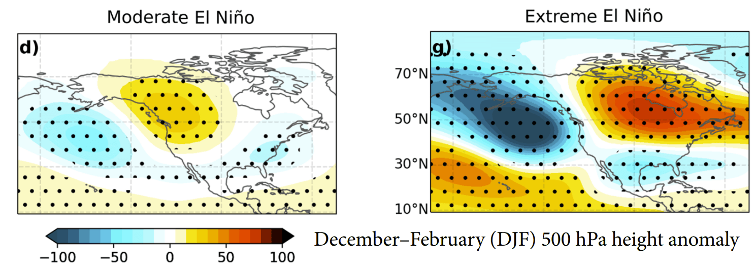 super-el-nino-reanalysis-era5-data-pressure-anomaly-cold-united-states-canada-comparison-moderate-versus-extreme-events-el-nino-power