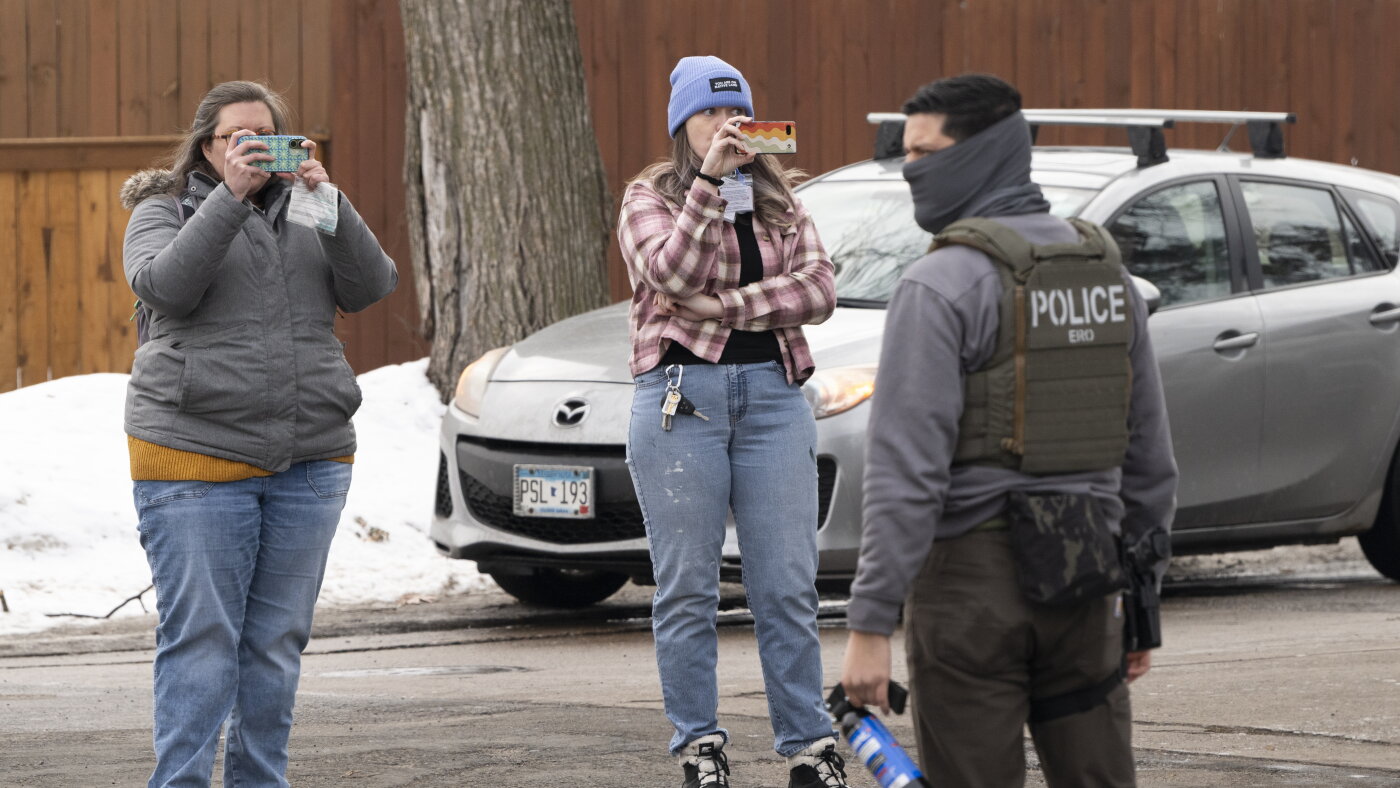 Lawsuit claims DHS is systematically intimidating ICE observers : NPR