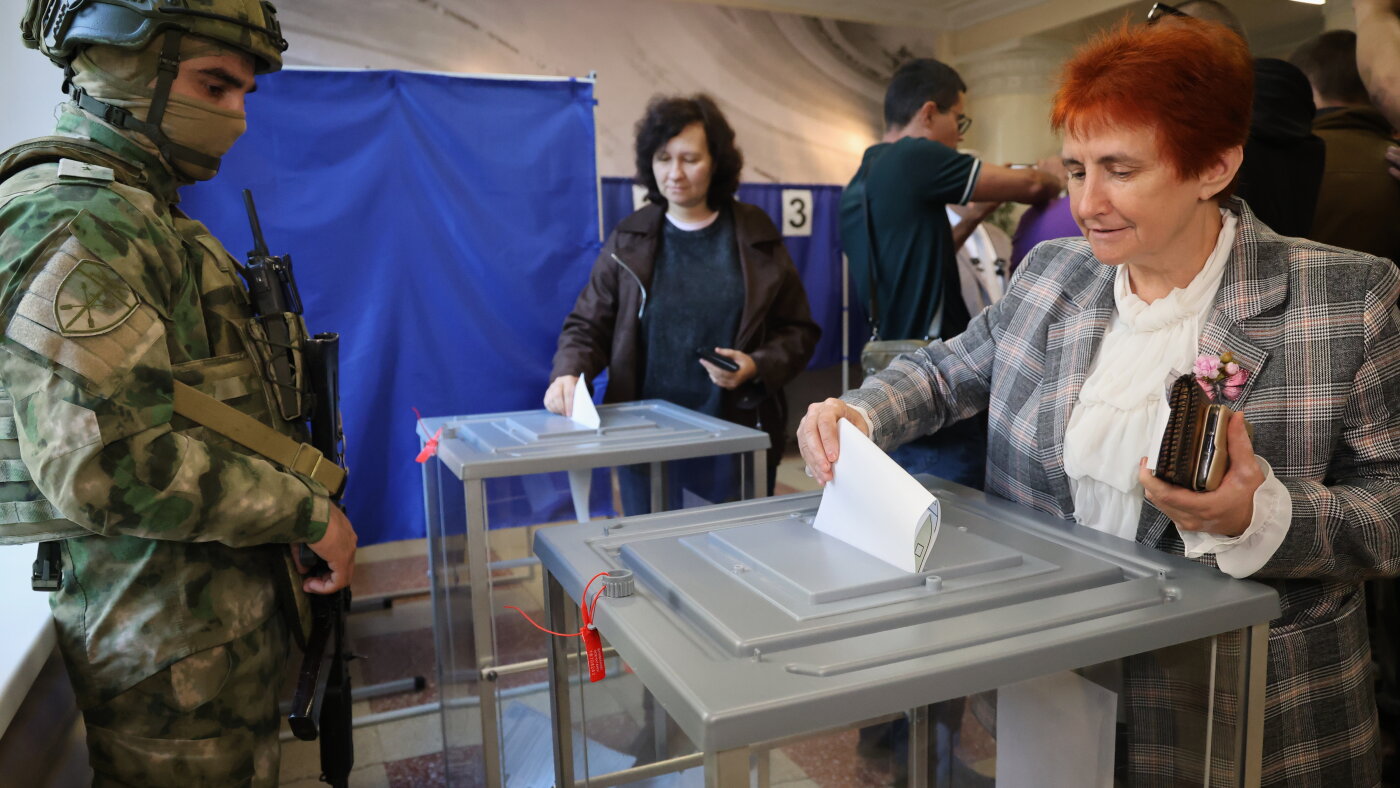 Russia holds parliamentary vote in areas it seized from Ukraine in the war : NPR
