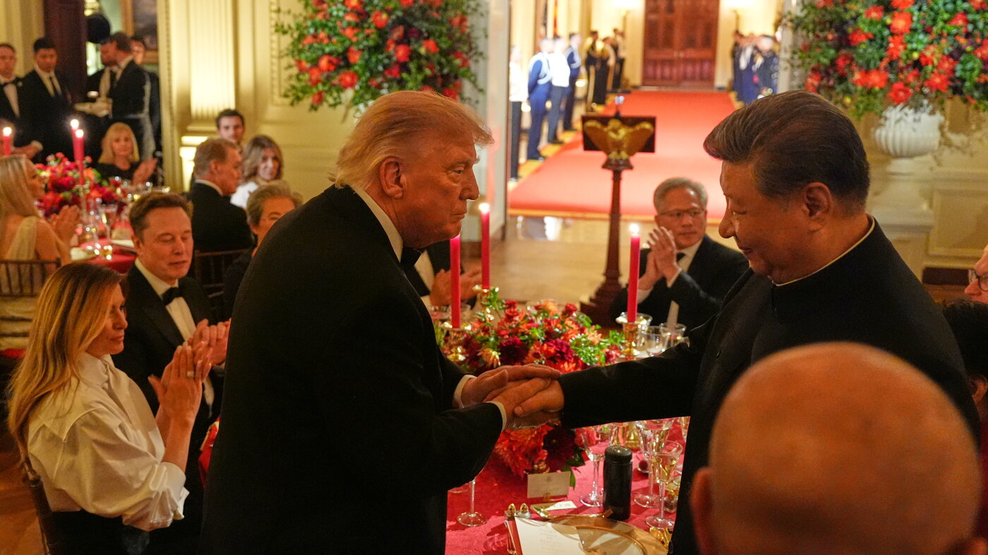 Trump's state dinner for Xi features sea bass and a long list of tech titans : NPR