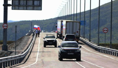 Russia and North Korea open the first road across their shared border : NPR