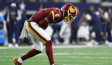 Jayden Daniels consulting specialists after dislocating left elbow Sunday