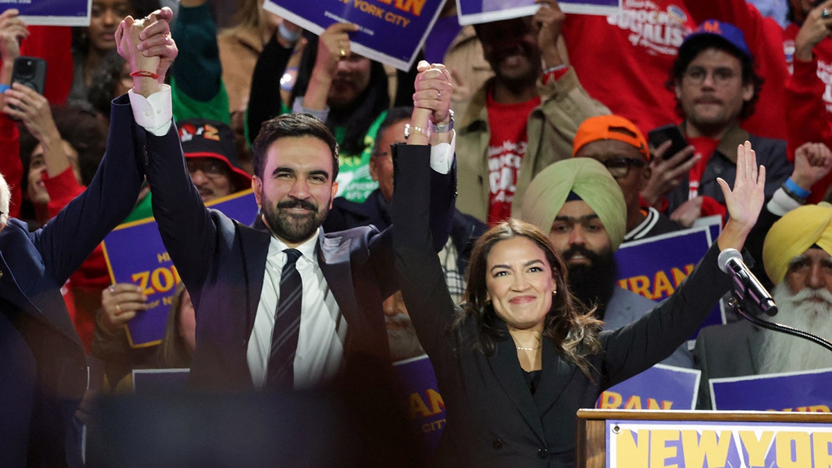 New York City mayoral candidate Zohran Mamdani and U.S. Rep. Alexandria Ocasio-Cortez