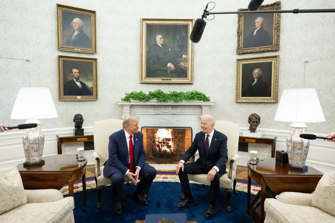 President Joe Biden meets with US President-elect Donald Trump in the Oval Office of the White House in Washington, DC, on Nov. 13, 2024.