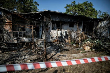 Kibbutz Kissufim in the wake of the massacre on October 7.