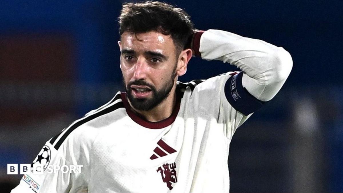 Manchester United captain Bruno Fernandes during his side's defeat by Como