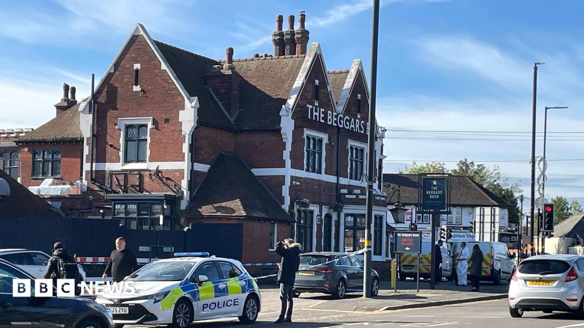 Police at the scene of the Beggars Bush pub