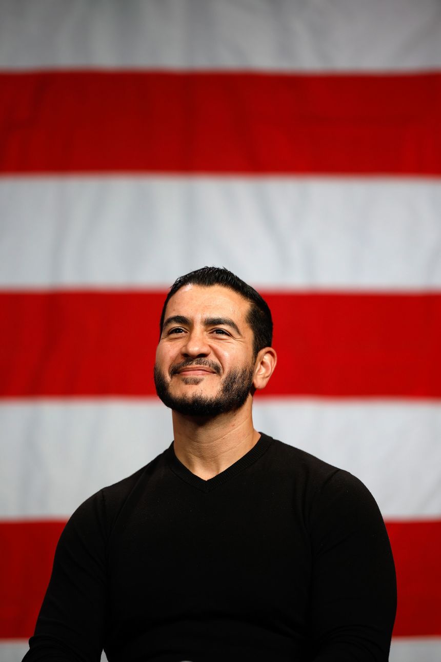 El-Sayed holds a campaign town hall in Cadillac, Michigan, on October 10.