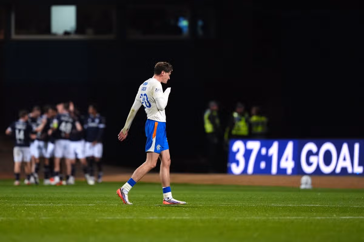 Ryan Naderi reacts after Dundee's opening goal