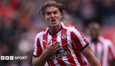 James Bree celebrates after scoring for Southampton