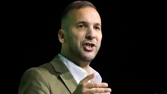 Leader of the Green Party of England and Wales, Zack Polanski, delivers his keynote speech at the Green Party annual conference in Brighton, Britain, 02 October 2026.