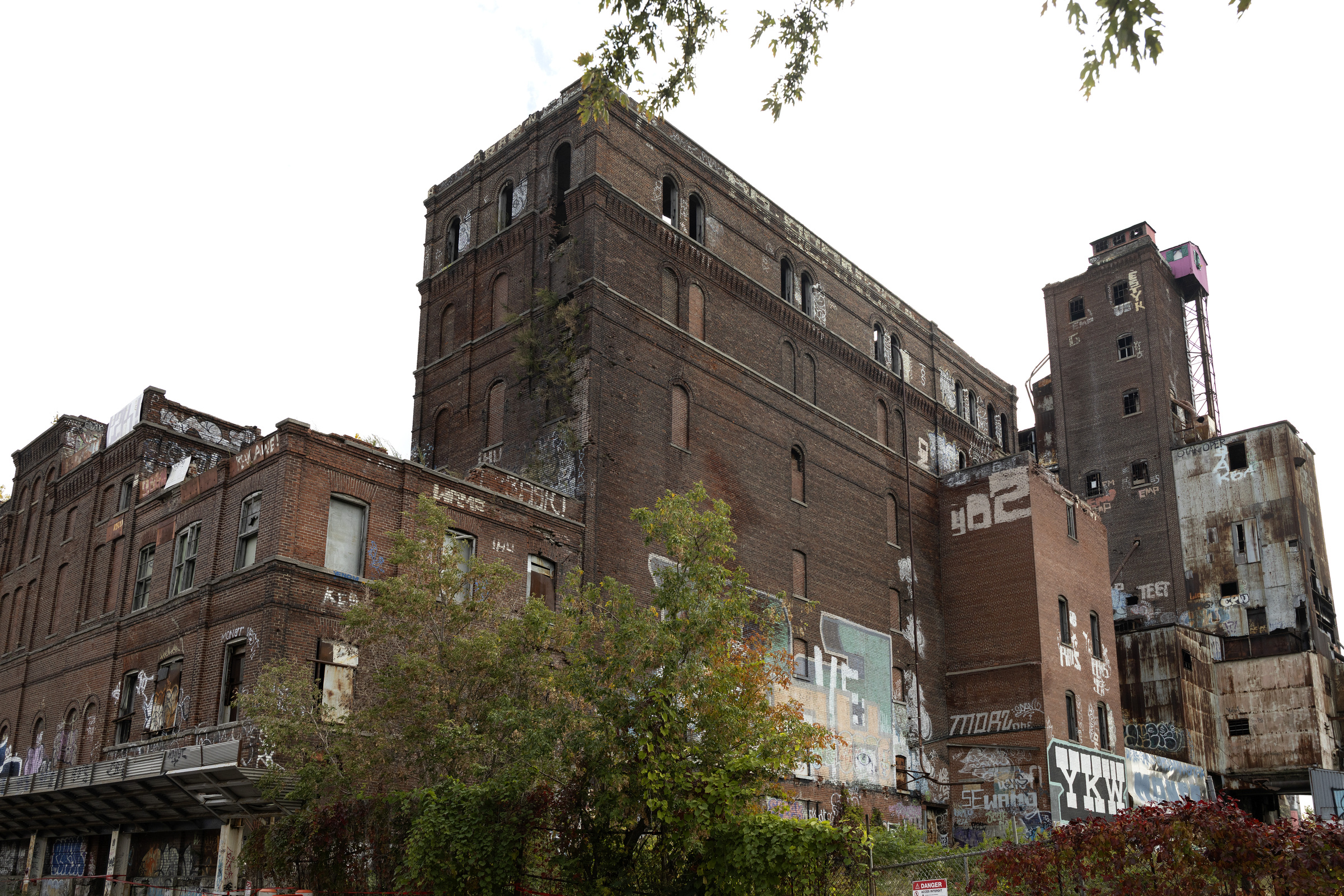 The old Canada Malting building, with a pink house on top of it.