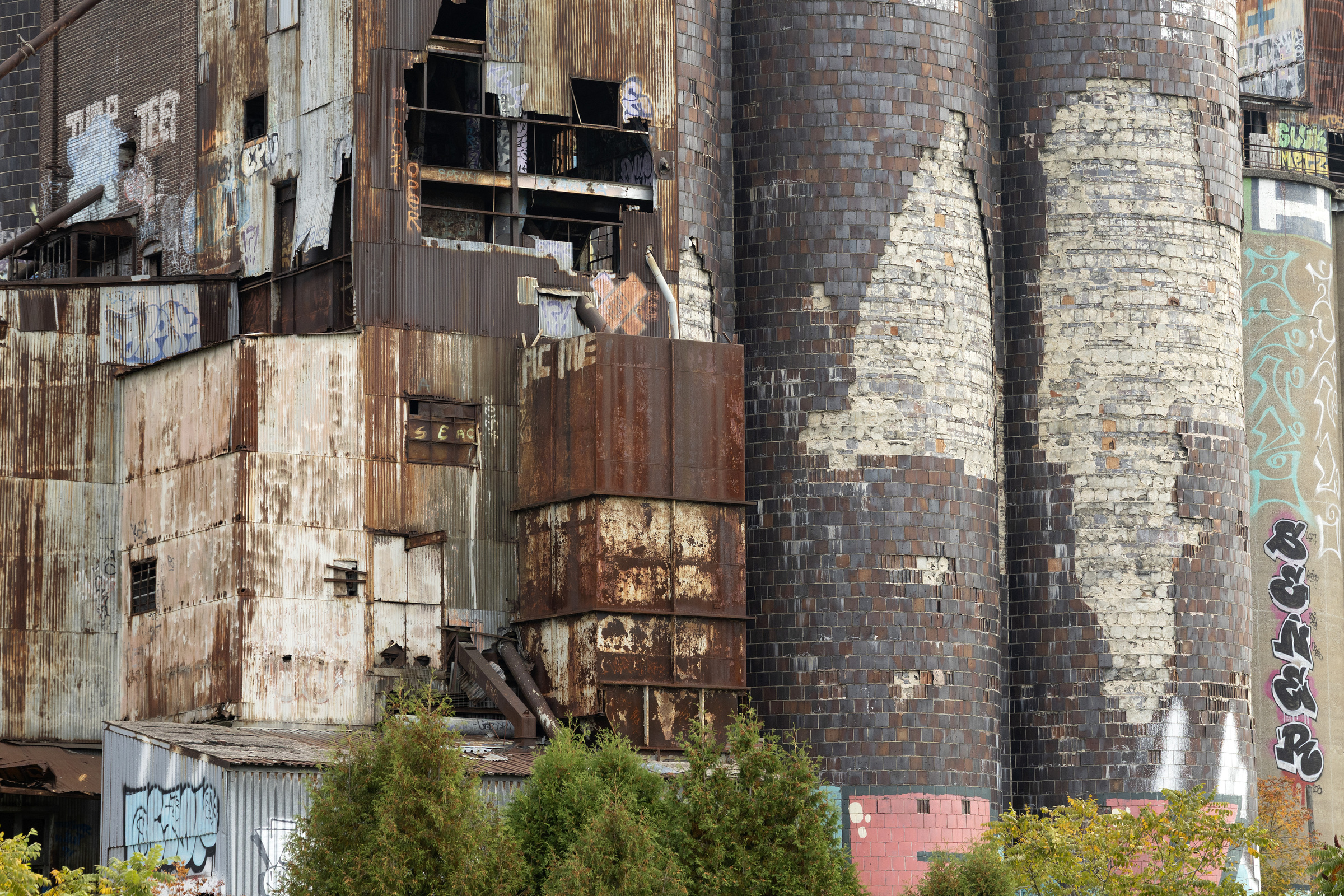 Decayed walls of an old plant.