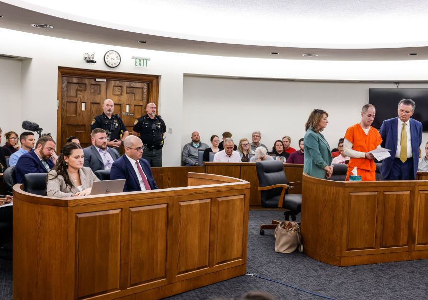 Caleb Flynn speaks at his sentencing hearing Monday.