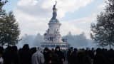 Thousands of protesters take to the streets in Paris, France, on October 17, 2026. Following high school student protest movements in recent weeks, many students, parents, teachers and more took part.