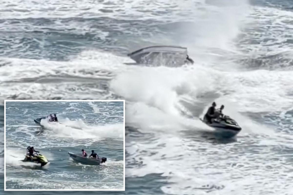 Shocking video shows teens on jet skis capsizing small boat with children aboard
