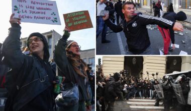 Protests spread across Europe as demonstrators clash with police, set fires