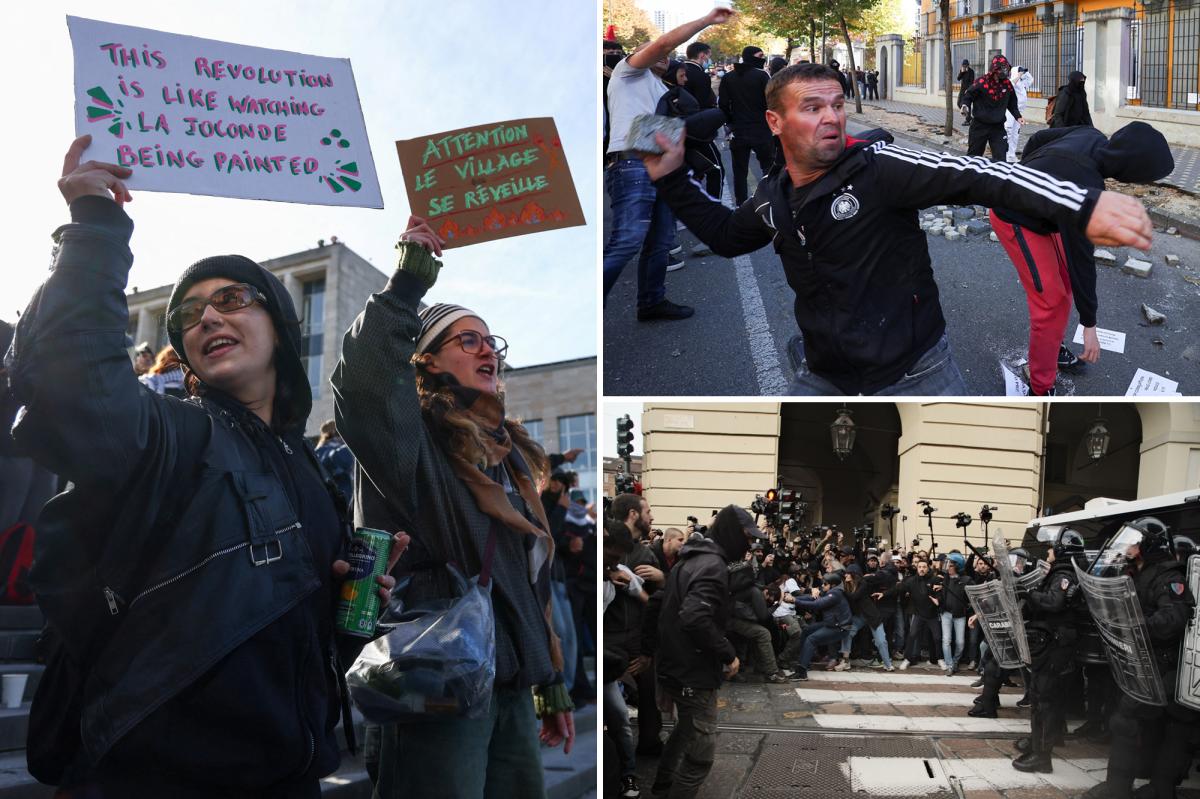 Protests spread across Europe as demonstrators clash with police, set fires