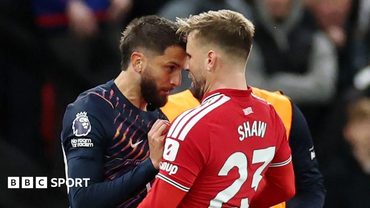 Tottenham's Rodrigo Bentancur and Manchester United's Luke Shaw go head-to-head
