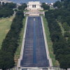 The repainted Reflecting Pool, pictured in late July, was drained a second time after the Fourth of July fireworks.