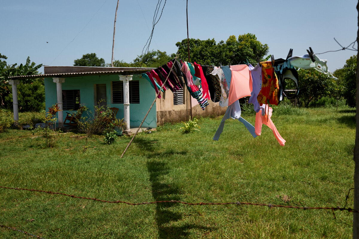 Laundry dries outside of a home along the northern highway in Cuba.