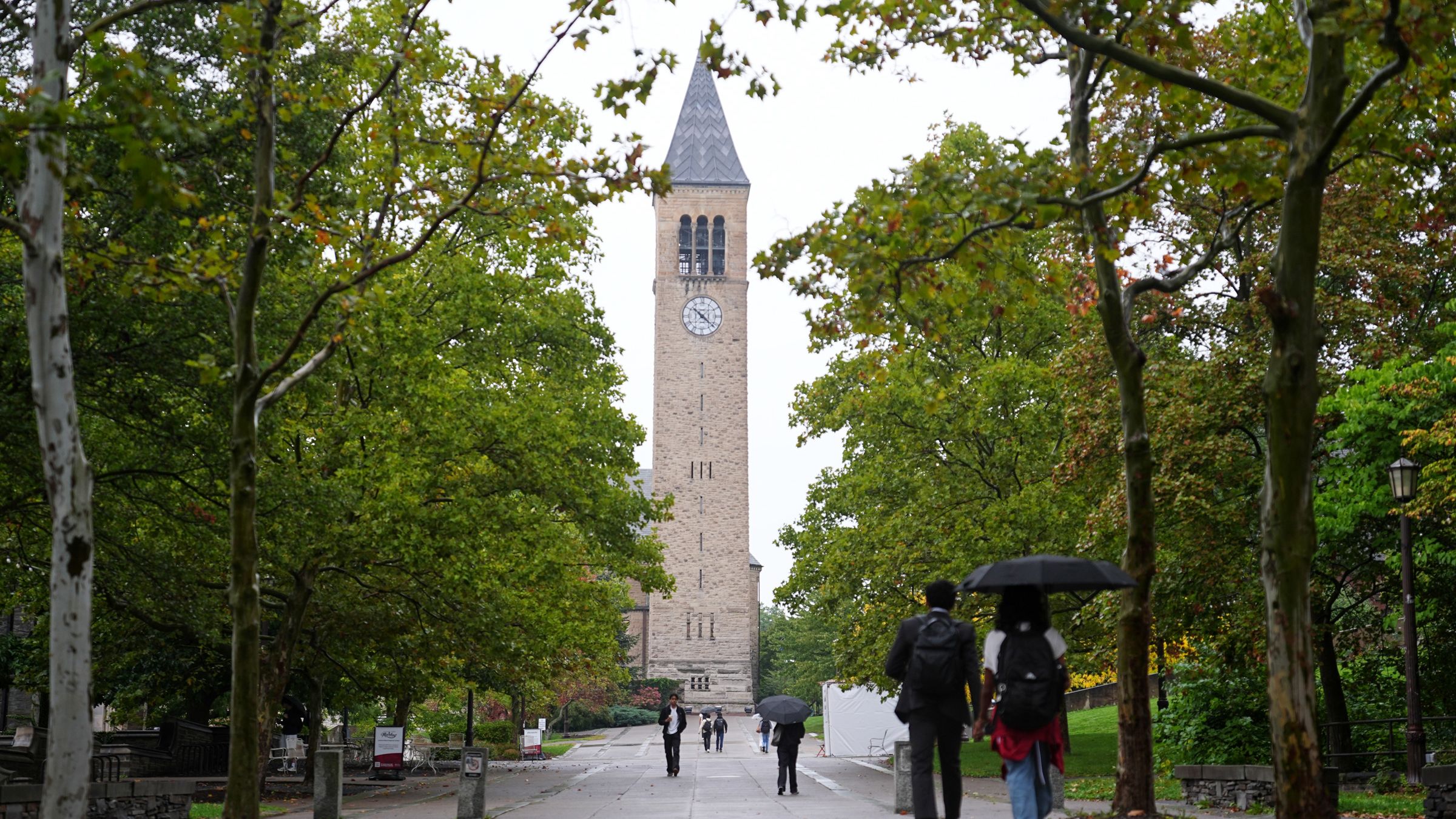 Students walk across the campus of Cornell University in Ithaca, N.Y., Thursday, Oct. 1, 2026.