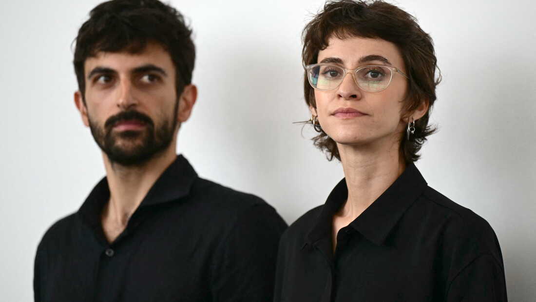Journalist and director Rachel Szor and Israeli journalist and filmmaker Yuval Abraham attend the photocall of "Naza" presented in competition at the 83rd International Venice Film Festival.