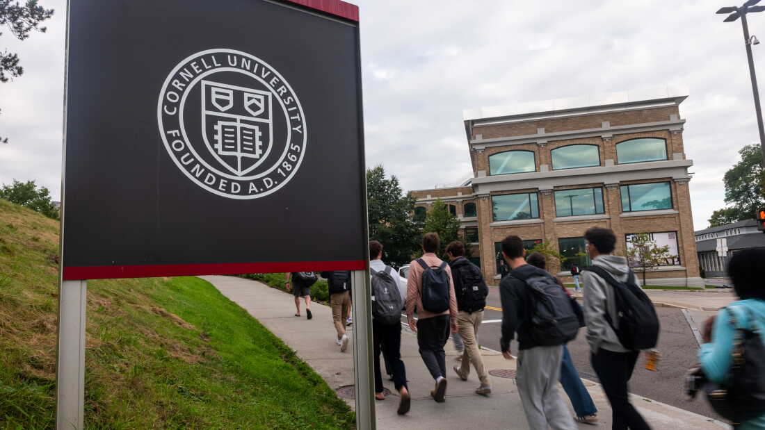 Students walk on the campus of Cornell University on Wednesday in Ithaca, N.Y.