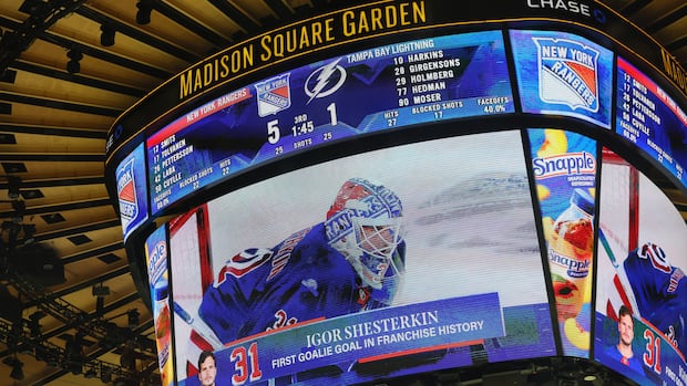 Rangers' Igor Shesterkin becomes the 18th NHL goaltender to score a goal